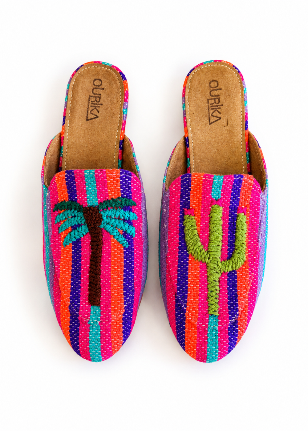Embroidered mules Purple