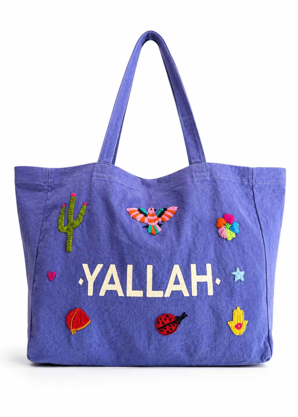 Hand-stitched shopping bag – Majorelle blue – Yallah – Simple handle