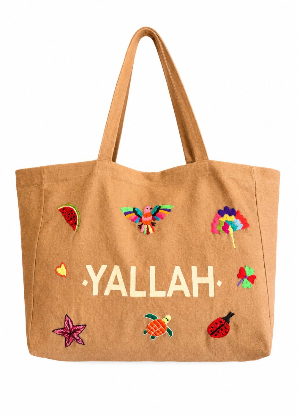 Hand-stitched shopping bag – Beige – Yallah – Simple handle