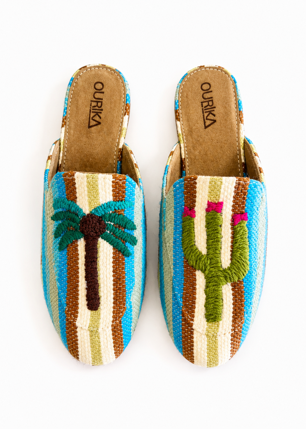 Embroidered mules Almond